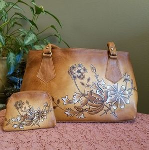 Hand-painted leather purse